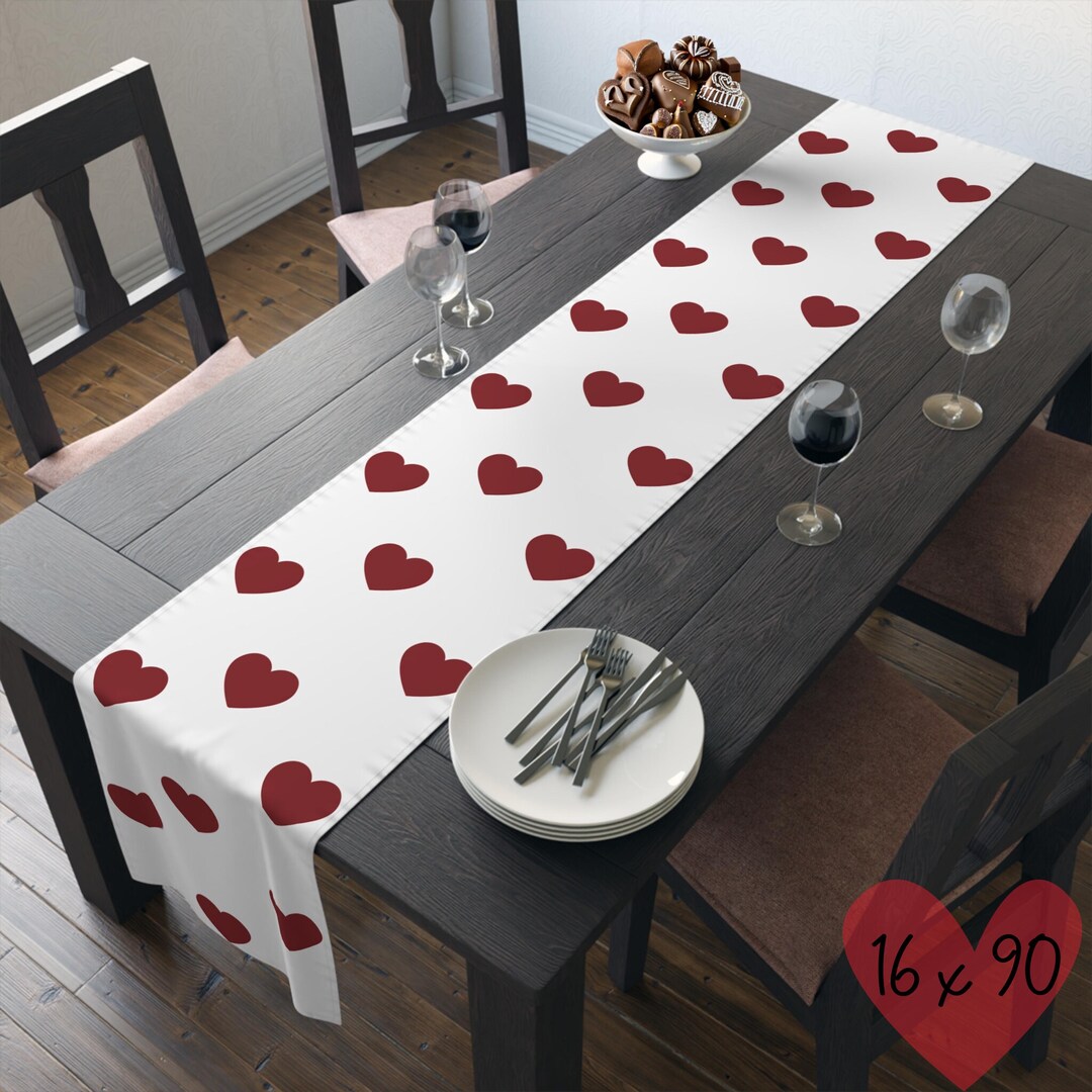 Valentine's Table Runner, Valentine's Day Barn Red Heart Runner ...