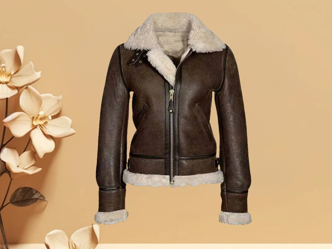 Aviator Jacket Women, Brown Raf Aviator B3 Bomber Jacket, Fur Bomber