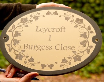 Oval Painted & Laser Etched Slate Sign