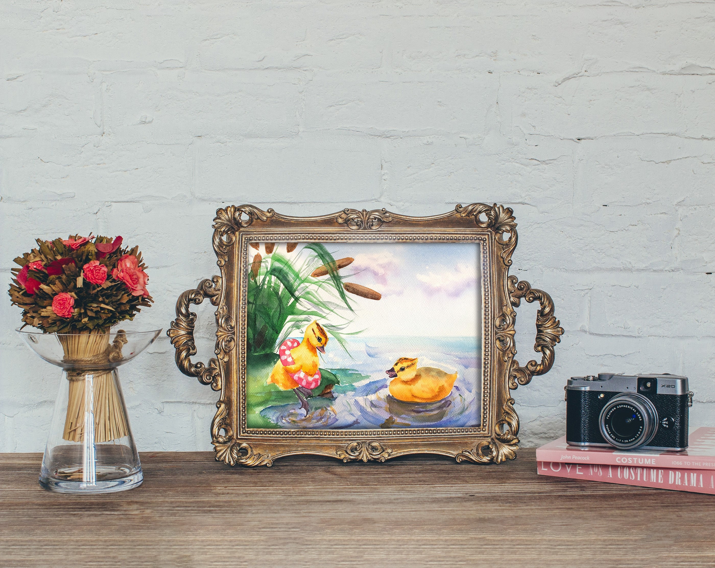 Ducklings Painting Birds Art Print Watercolor Baby Ducks Wall Etsy