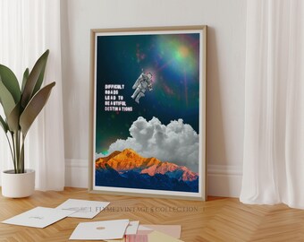 Astronaut Space PRINTABLE Motivation words Wall Art Print Vintage Poster Digital Download Poster Decor Poster Collage Vintage Retro Wall Art