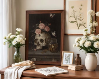 Skeleton Halloween Wall Art oil painting PRINTABLE Vintage Digital Download Oil painting Art Decor Halloween Prints Skeleton wallart