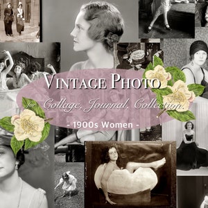 Vintage Journal Digital Photos Printable Portraits 1900s Girls & Women Craft Kit Supplies Scrapbooking vintage Collage Kit Ephemera