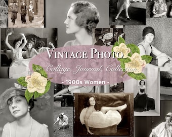 Vintage Journal Digital Photos Printable Portraits 1900s Girls & Women Craft Kit Supplies Scrapbooking vintage Collage Kit Ephemera