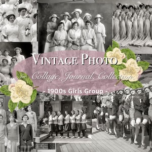Vintage Journal Digital Photos Printable Portraits 1900s Girls Group Printable Ephemera Collage Kit Scrapbooking Supplies for Collage