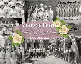 Vintage Journal Digital Photos Printable Portraits 1900s Girls Group Printable Ephemera Collage Kit Scrapbooking Supplies for Collage