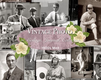 Vintage Journal Digital Photos Printable Portraits 1900s Men Portrait Printable Craft Kit Vintage Ephemera Collage Kit Supplies Scrapbooking