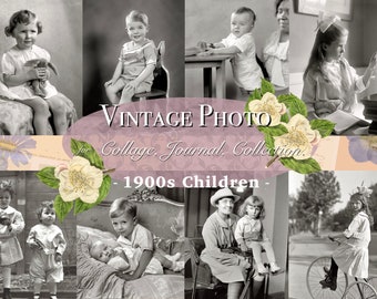Vintage Journal Digital Photo Portrait baby photo 1900s Scrapbooking Ephemera Art Collage Vintage photo baby portrait kids photo vintage