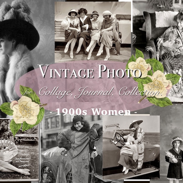 Vintage Journal Digital Photos Printable Portraits 1900s Women Scrapbooking Ephemera Art Collage Kit Craft kit for Gift Vintage