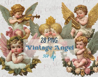Angels Graphic PNG Retro Style Art Vintage Retro Clipart Angels Clip Art Printable Angels Christmas Clipart Holiday Graphic Snow Angel junk