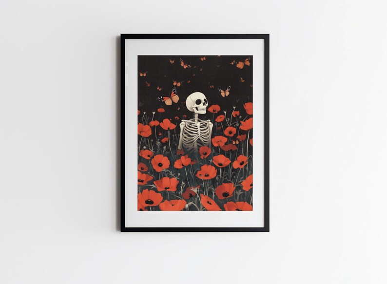 Skeleton Halloween Wall Art PRINTABLE Poster Vintage Digital Download Oil painting Art Decor Halloween Prints Skeleton Prints Skeleton Print