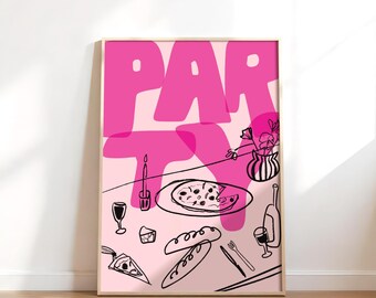 Party Print Wall Art Artful Bar Print Hand Draw Wall Art Girly Modern Print Trendy Poster Hand Typography Hand Painted Trendy Printable