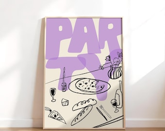 Party Print Wall Art Artful Bar Print Hand Draw Wall Art Girly Modern Print Trendy Poster Hand Typography Hand Painted Trendy Printable