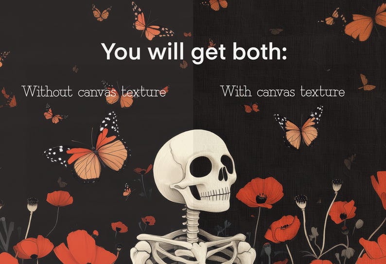 Skeleton Halloween Wall Art PRINTABLE Poster Vintage Digital Download Oil painting Art Decor Halloween Prints Skeleton Prints Skeleton Print