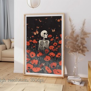 Skeleton Halloween Wall Art PRINTABLE Poster Vintage Digital Download Oil painting Art Decor Halloween Prints Skeleton Prints Skeleton Print