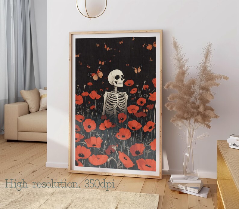 Skeleton Halloween Wall Art PRINTABLE Poster Vintage Digital Download Oil painting Art Decor Halloween Prints Skeleton Prints Skeleton Print