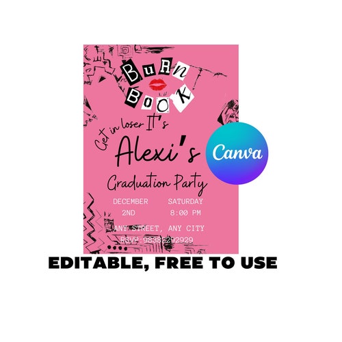 Mean Girls Invitation Birthday Invitation Bachelorette Party Etsy