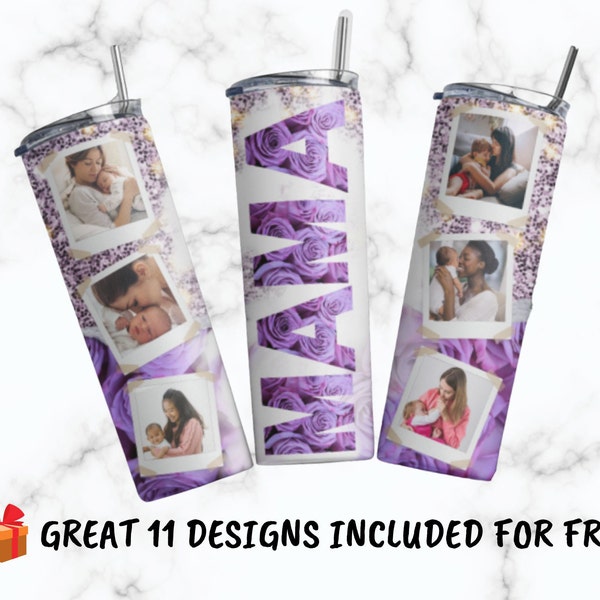 Tumbler Wrap photo Frame Unique Photo Frame Tumbler Family Skinny Tumbler Png Wrap Sublimation Design Pictures Collage Tumbler PNG