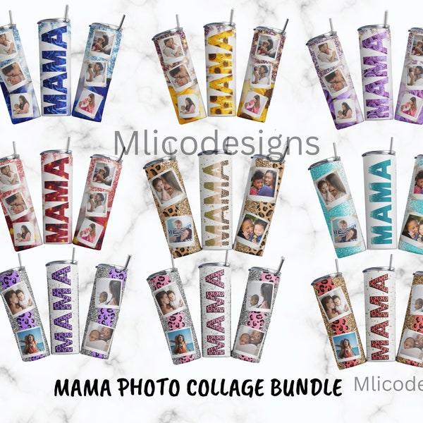 Tumbler Wrap Mama Photo Frame  Bundle Tumbler PNG  Skinny Tumbler Wrap 6 Pictures Mama Collage Tumbler PNG