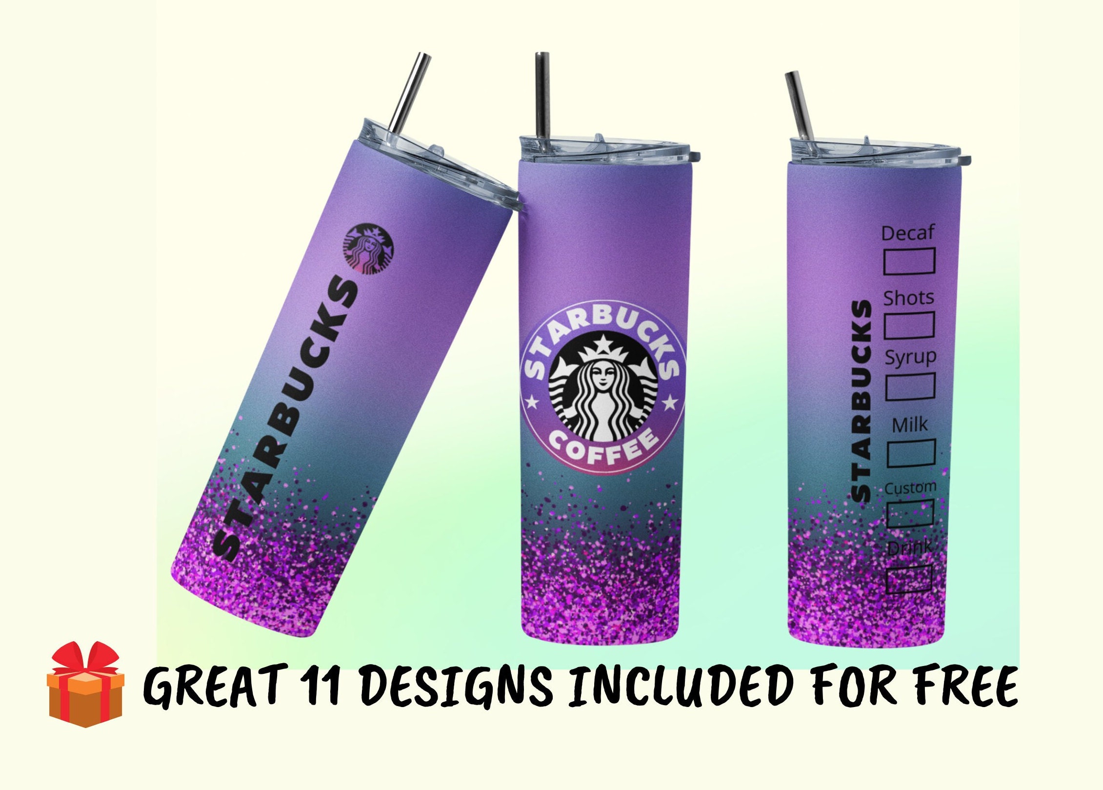 Tumbler Wrap Starbucks Purple Glitter 20oz Skinny Tumbler Wrap
