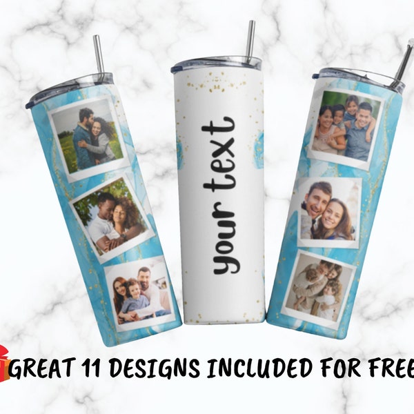 Tumbler Wrap Photo Frame Unique Photo Frame Tumbler Family Skinny Tumbler Png Wrap Sublimation Design Pictures Collage Tumbler PNG