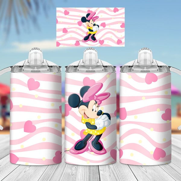 Mouse Pink  Sippy Cup Sublimation design template 12oz Tumbler wrap Pig Sublimation template sippy cup wrap Digital Download PNG