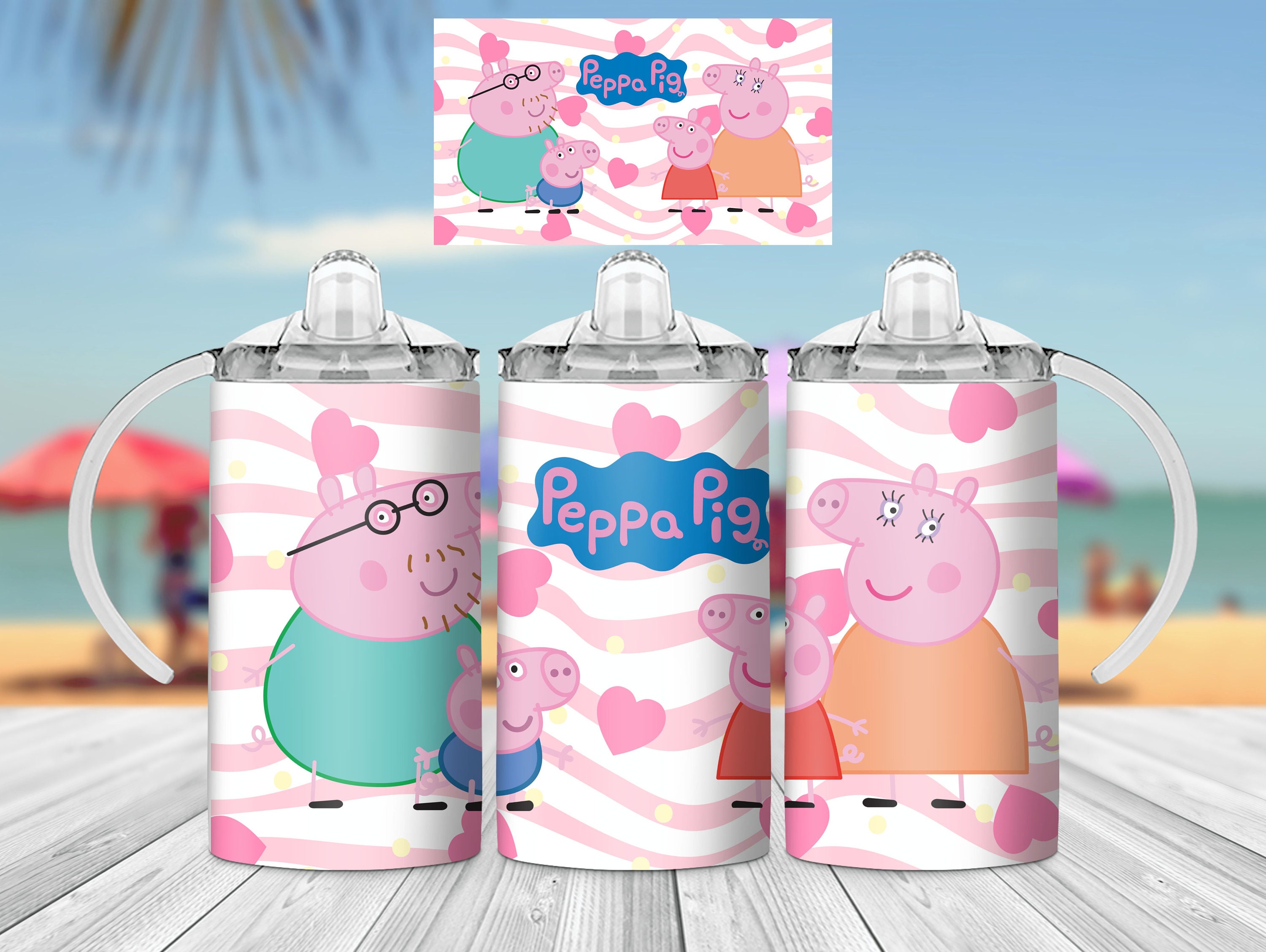 Kids Peppa Pig Cup Leak-proof Girl Water Bottle 14 Oz Peppa Pig Party Favor  Back to School Peppa Pig Tumbler BPA Free Peppa Personalized 