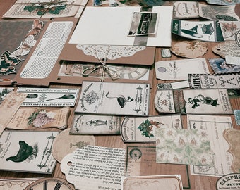 Junkjournaalbenodigdheden|vintage papieren ephemera-pakket|plakboek|200-dlg junkjournal-set|journaaltasje|plakboekjournaalkit voor beginners