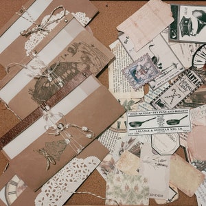 50 pcs journal éphémère étiquettes faites à la main avec poche pour étiquette | étiquette de journal indésirable | éphémères vintage | pochettes faites à la main|cartes de journal|thème de Noël