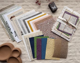 Mixed Special Paper Bundle 25 Sheets A5|Handmade Embossed Paper Pack,Journaling Ephemera Kit,Scrapbook Paper Set,Junk Journal Textured Paper