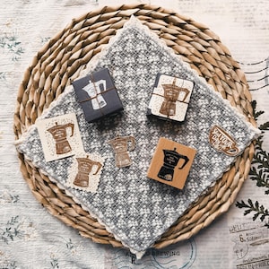 Original Kaffee Design Holz Stempel für Journaling Scrapbooking Bullet Journal Junk Journal Basteln Schreibwaren Kunst Bedarf