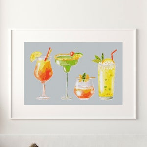 Cocktail punto croce,Punto croce Pdf,punto croce moderno,Ricamo bevande,download immediato,Ricamo Mojito,Martini punto croce