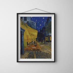 Café Terraço à Noite, ponto cruz, padrão PDF, ponto cruz contado, download instantâneo, bordado Vincent Van Gogh, padrão de costura