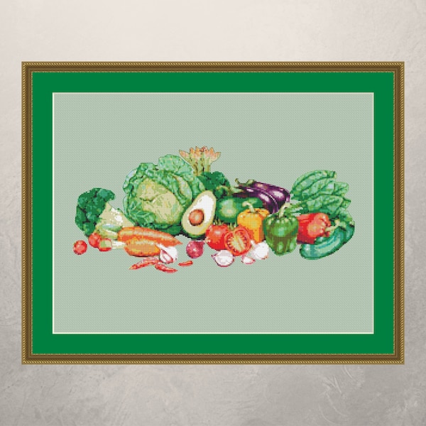 Vegetables digital cross-stitch,modern cross-stitch,Cross Stitch Chart,kitchen cross-stitch,Rustic needlework,Vegetable garden cross-stitch