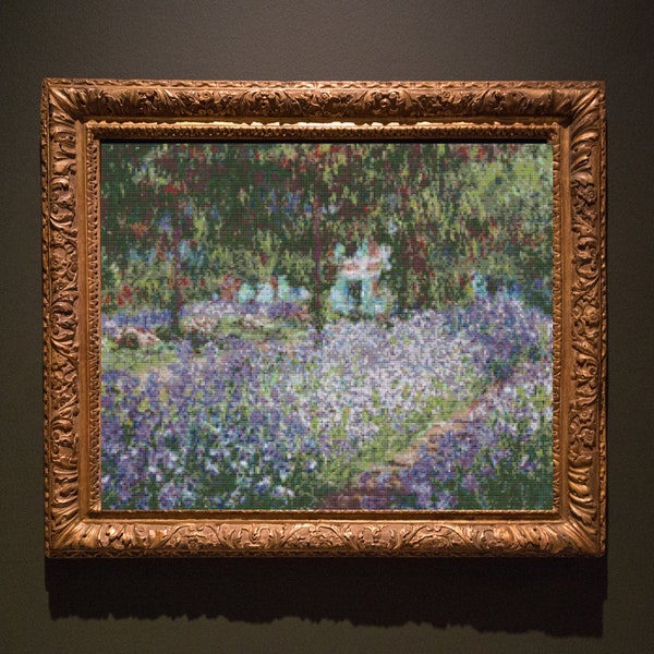 Irises in Monet's Garden cross-stitch pattern,Cross Stitch Pdf,modern cross-stitch,Floral needlework,Impressionist art embroidery