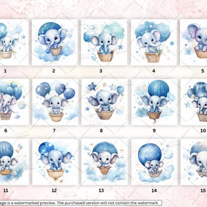 20 Watercolor Baby Elephant Clipart, Baby Elephant With Balloons Png ...