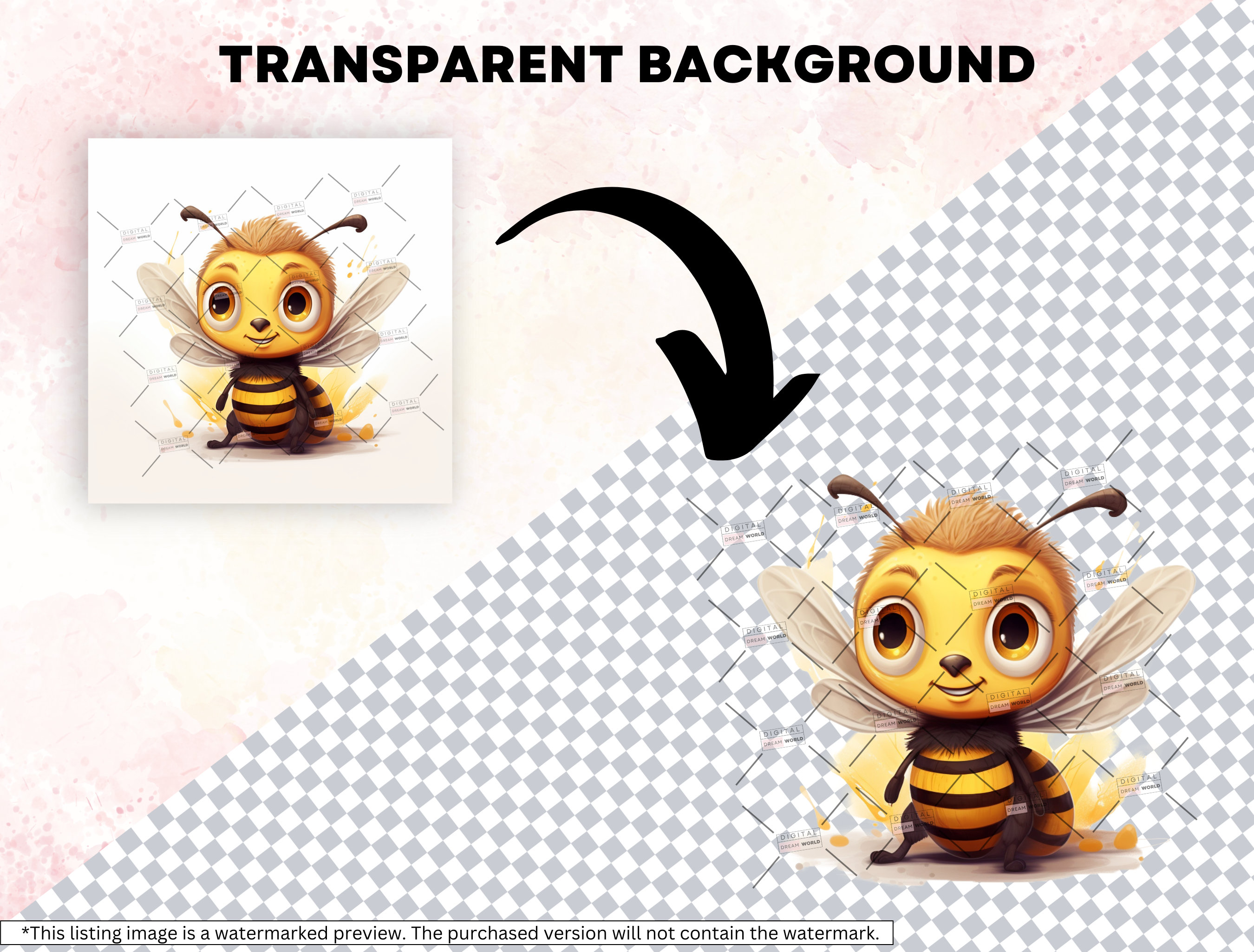 25 Cute Honey Bee Clipart, Bee PNG Bundle, Baby Honey Bee Clipart ...