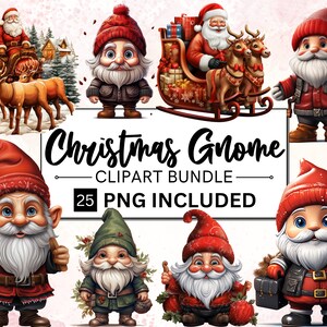 25 Watercolor Christmas Gnome Clipart, Gnomes Design, Christmas Sublimation,Christmas PNG, Christmas Gnomes PNG, Gnomes PNG, Sublimation