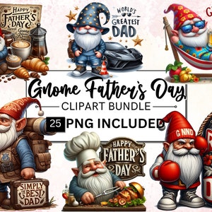 25 Imágenes prediseñadas de la colección de gnomos del Día del Padre de la acuarela, imágenes prediseñadas de gnomo, imágenes prediseñadas de gnomo de playa, PNG de gnomo de camping, PNG de gnomo de chef, uso comercial