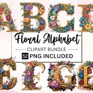 52 art nouveau verlichte initialen clipartbundel volledig Engels alfabet mystieke illustratie fantasie roman clipart magische png-bestand downloaden