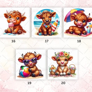 Watercolor Summer Highland Cow Clipart, Beach Vibes PNG (35 Files) - Etsy