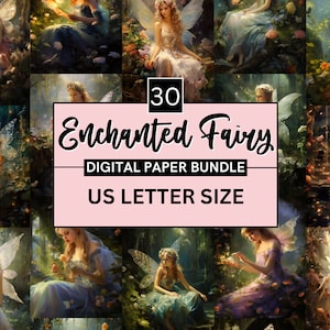 30 Enchanted Forest Fairy Digital Paper, Magical Mystery Forest Fairy Garden Digital Paper, Fairytale Backdrop, Junk Journal, Scrapbooking