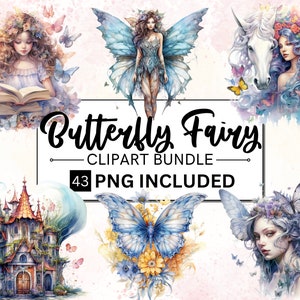 43 PNG Aquarell Schmetterling Fee Clipart, Wald Fee Garten Clip Art, Feen png, Fantasy Kunst, Märchenkunst, Naturfee Sublimation