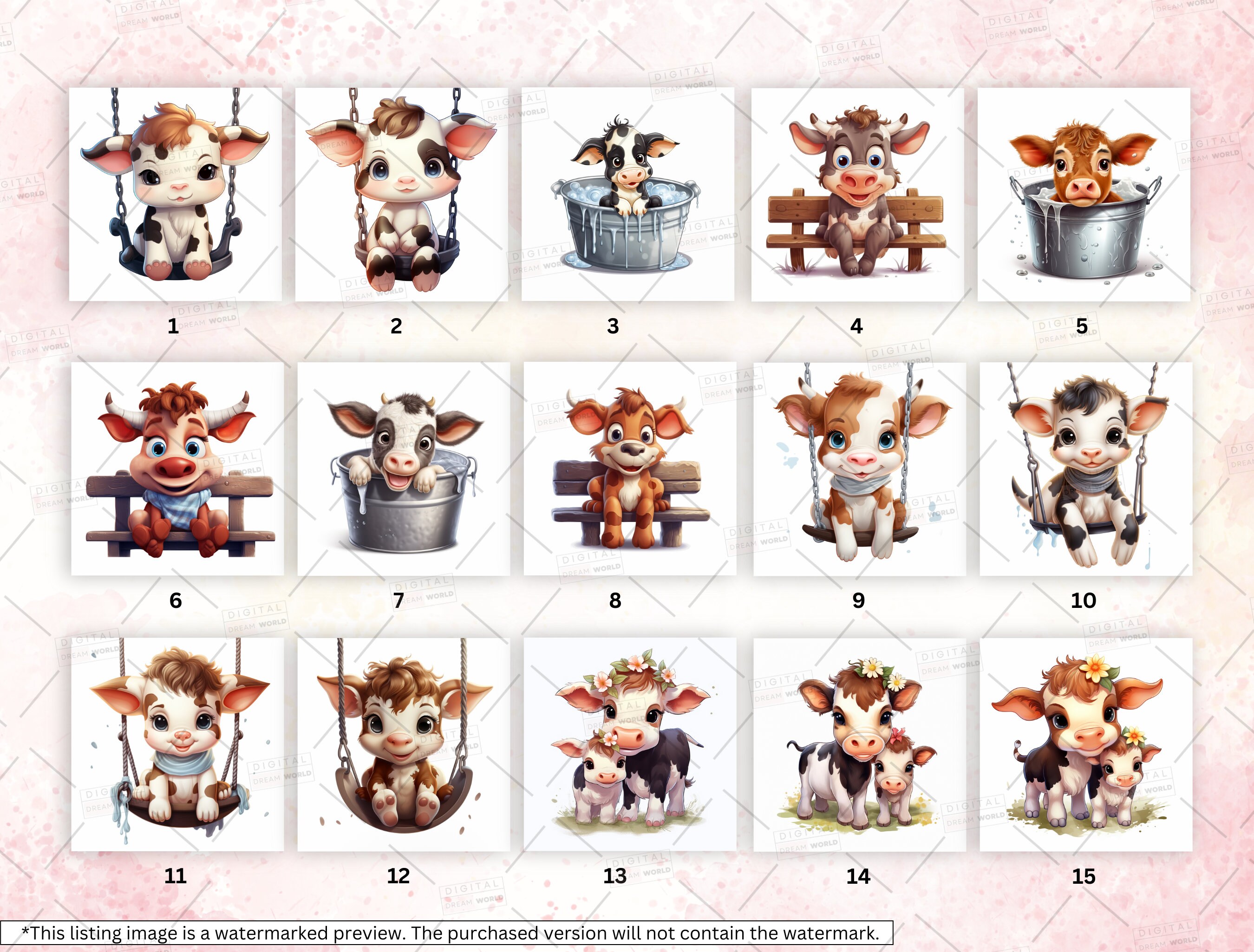 Cute Cow Clipart Bundle, Farm Animal PNG (digital Download) - Etsy Canada