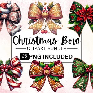 25 aquarel rode kerst strikken clipartbundel, vakantie clipart PNG, kerst clipart, rode fluwelen satijnen strik png, plakboek commercieel gebruik
