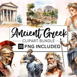 35 PNG aquarelle fantastique antique grec clipart, ensemble de cliparts png de la mythologie grecque antique, dieux, déesses, hellénistique, clipart histoire