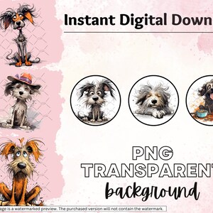 40 Cute and Funny Dog Clipart Bundle, Quirky Dog PNG Clipart, Whimsical ...