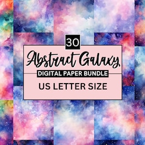 30 papel digital Galaxy pintado, fundos de noite estrelada em aquarela, fundo de galáxia, papel Stardust, download de Junk Journal, álbum de recortes