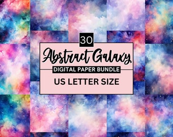 Watercolor Galaxy Digital Paper, Starry Night Backgrounds (Digital Download)