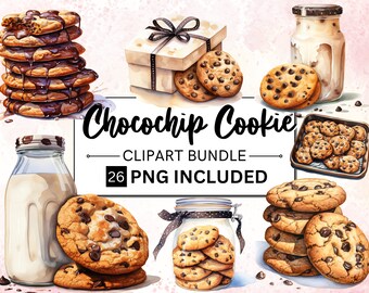 Chocolate Chip Cookies Clipart Bundle (26 PNG)